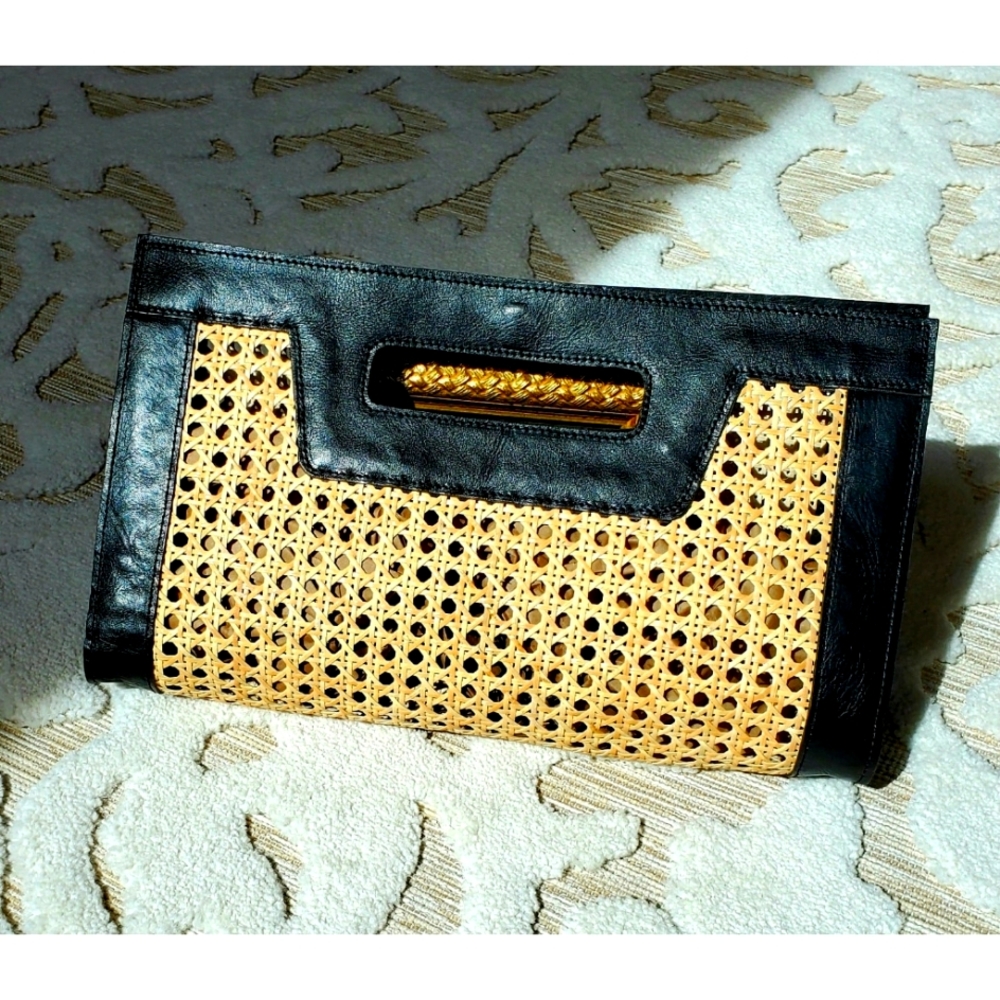 NEW Raja Woven Cane Clutch
